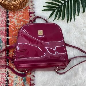 $378 Dooney & Bourke Patent Leather Pod Backpack Raspberry Zipper Adjustable